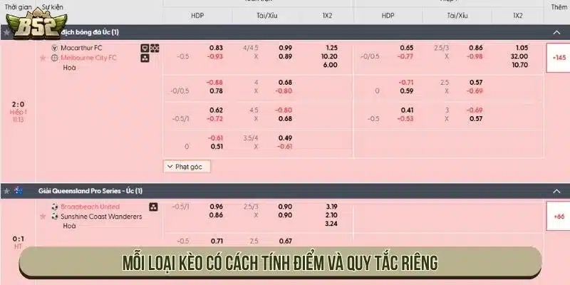 Cá Cược Thể Thao BTI B52 Chuyên Nghiệp Thưởng Lớn Nhất Mỗi loại kèo có cách tính điểm và quy tắc riêng